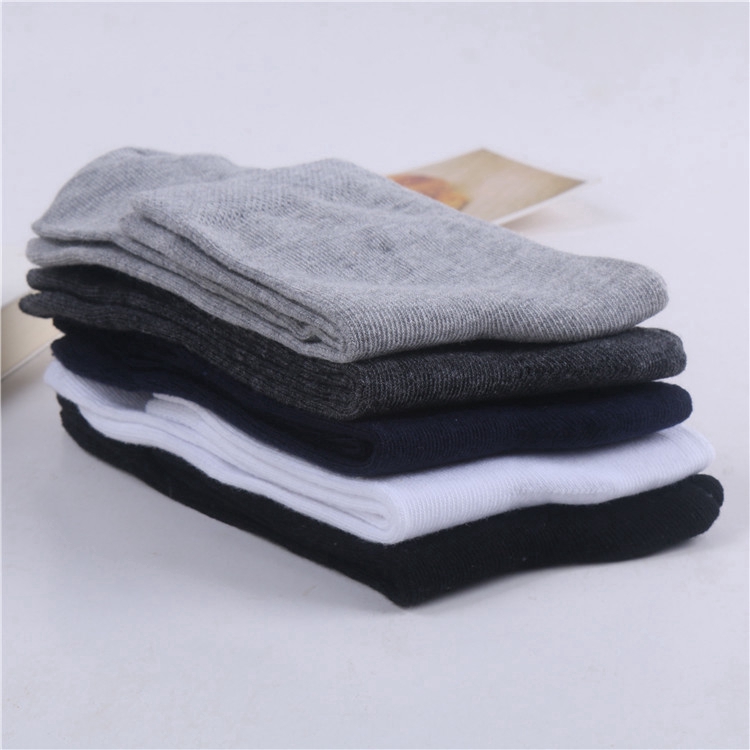 Poleey Men's Polyester Cotton Socks Middle Tube Solid Color SXDJI