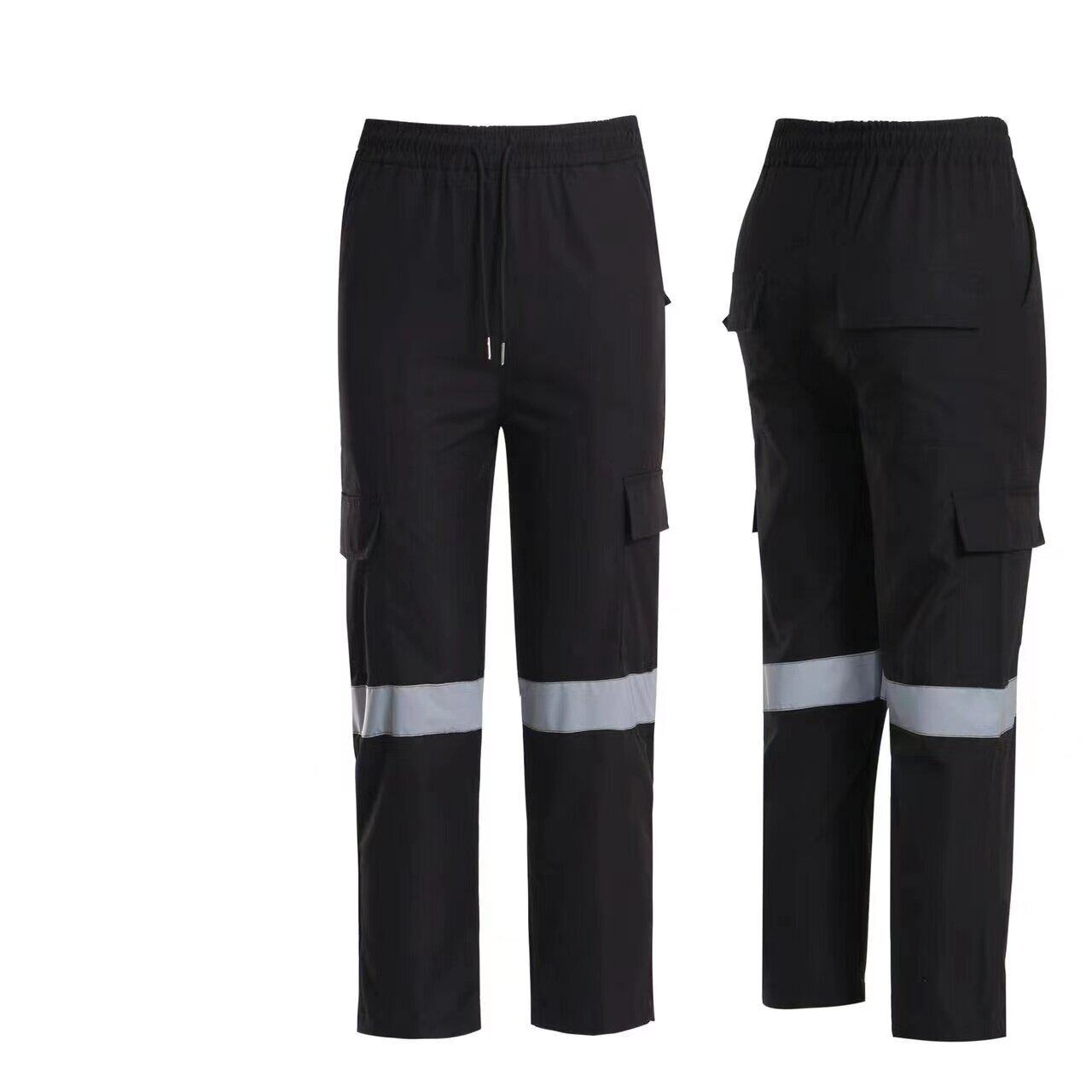 กางเกงขายาวผู้ชาย แต่งแถบสะท้อนแสง สี ดำ ขนาด Int M สี ดำขนาด Int M