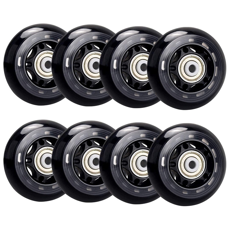 8 Pack Inline Skate Wheels, Indoor/Outdoor Roller Skate Wheels, Roller Blade Replacement Wheels with Bearing 64mm