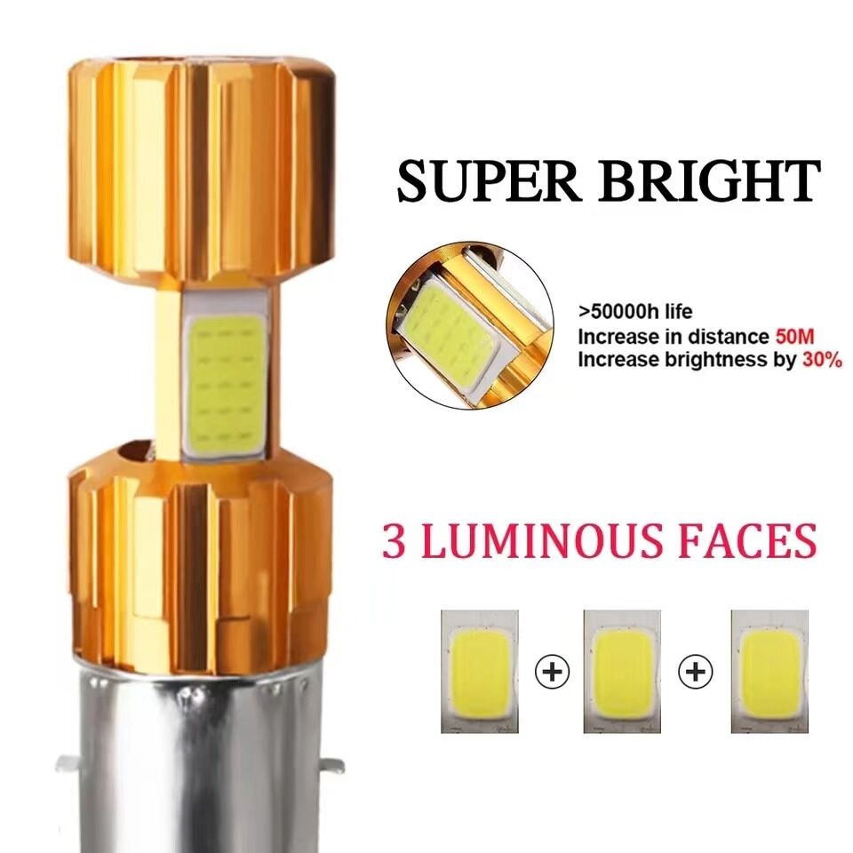 หลอดไฟหน้า LED แบบแท่ง H4 ขั้วเสียบ3ขา หลอดไฟหน้ามอไซด์ หลอด LED แบบ ...