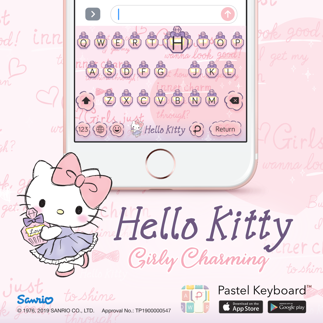 Hello Kitty Girly Charming Keyboard Theme⎮ Sanrio (E-Voucher) for Pastel Keyboard App