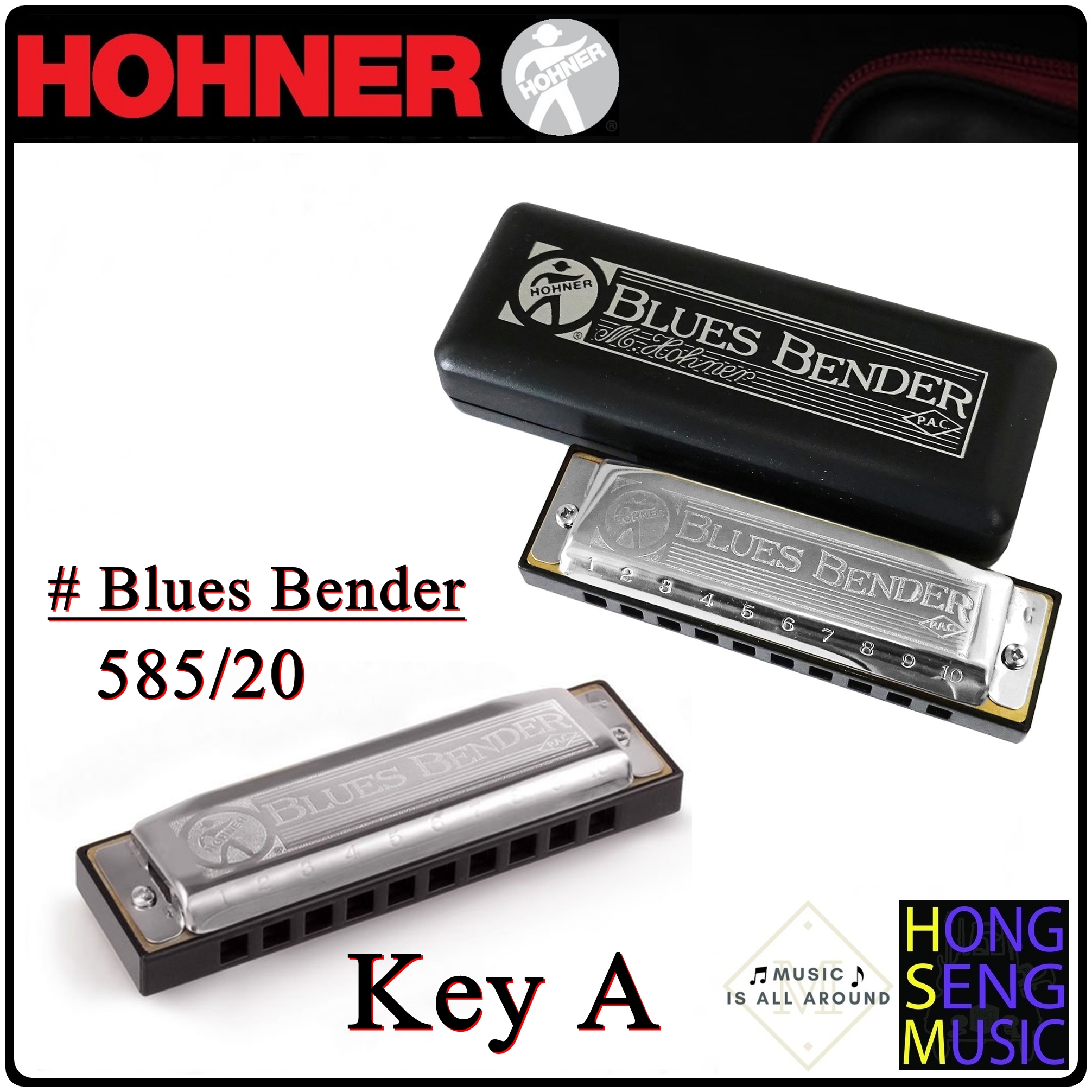 ฮาร์โมนิก้า (เม้าท์ออร์แกน) Hohner รุ่น Blues Bender Harmonica 585/20 Key A
