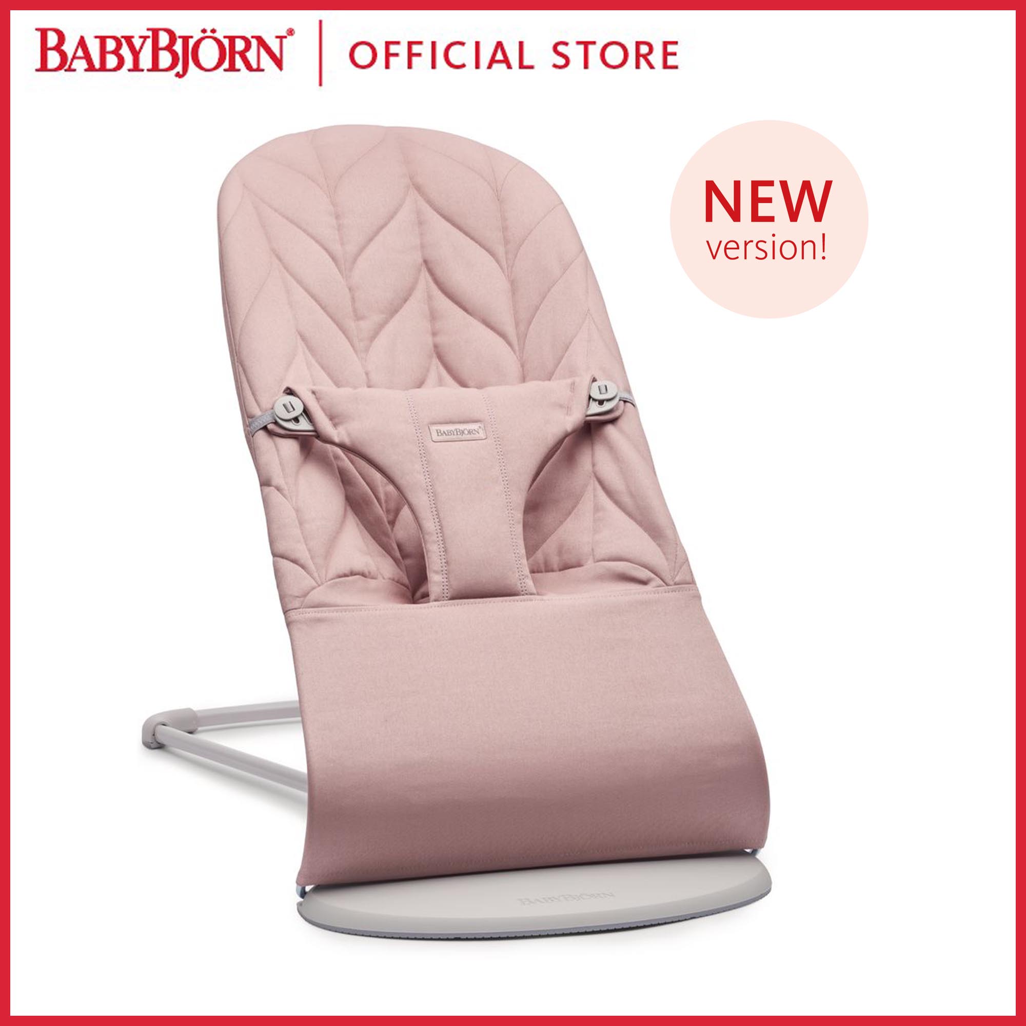 BABYBJORN Bouncer Bliss, Lightweight baby swing from Newborn up to 2 years old [Cotton]  สีวัสดุ L.G.F. Dusty Pink