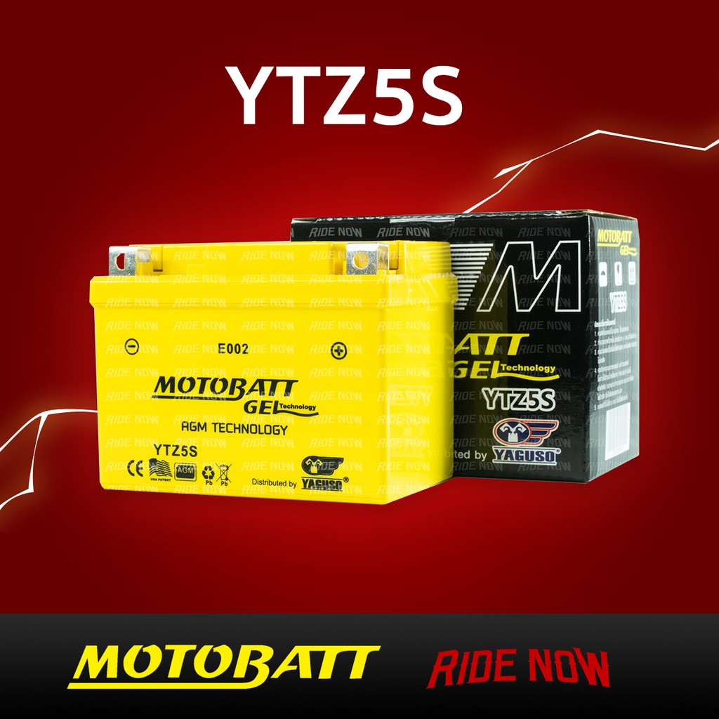 Motobatt YTZ5S (12V5AH) แบตเตอรี่แห้ง ฝักบัว