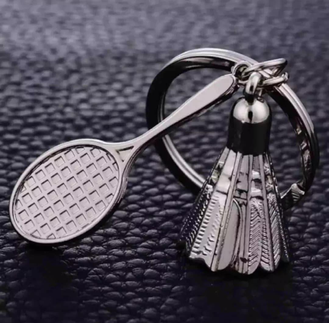 Badminton racket & Shuttlecock Keychain Ring