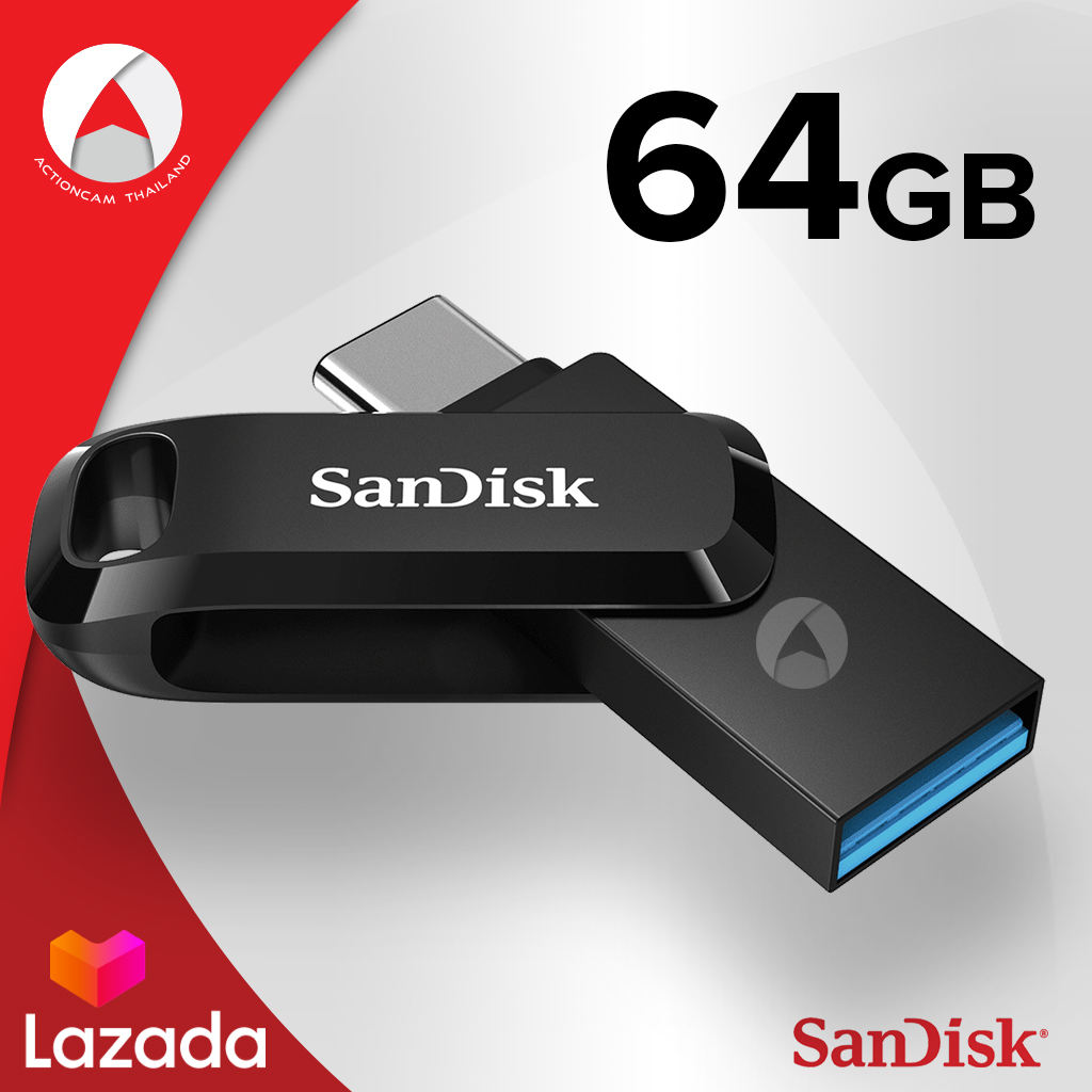 SanDisk Ultra Dual Drive Go 64GB USB 3.1 Gen1 Flash Drive Type-C OTG Speed 150mb/s (SDDDC3-064G-G46) แฟลชไดรฟ์ 2หัว แซนดิส ซินเน็ค อุปกรณ์โอนย้ายข้อมูลโทรศัพท์ มือถือ ประกัน Synnex 5ปี