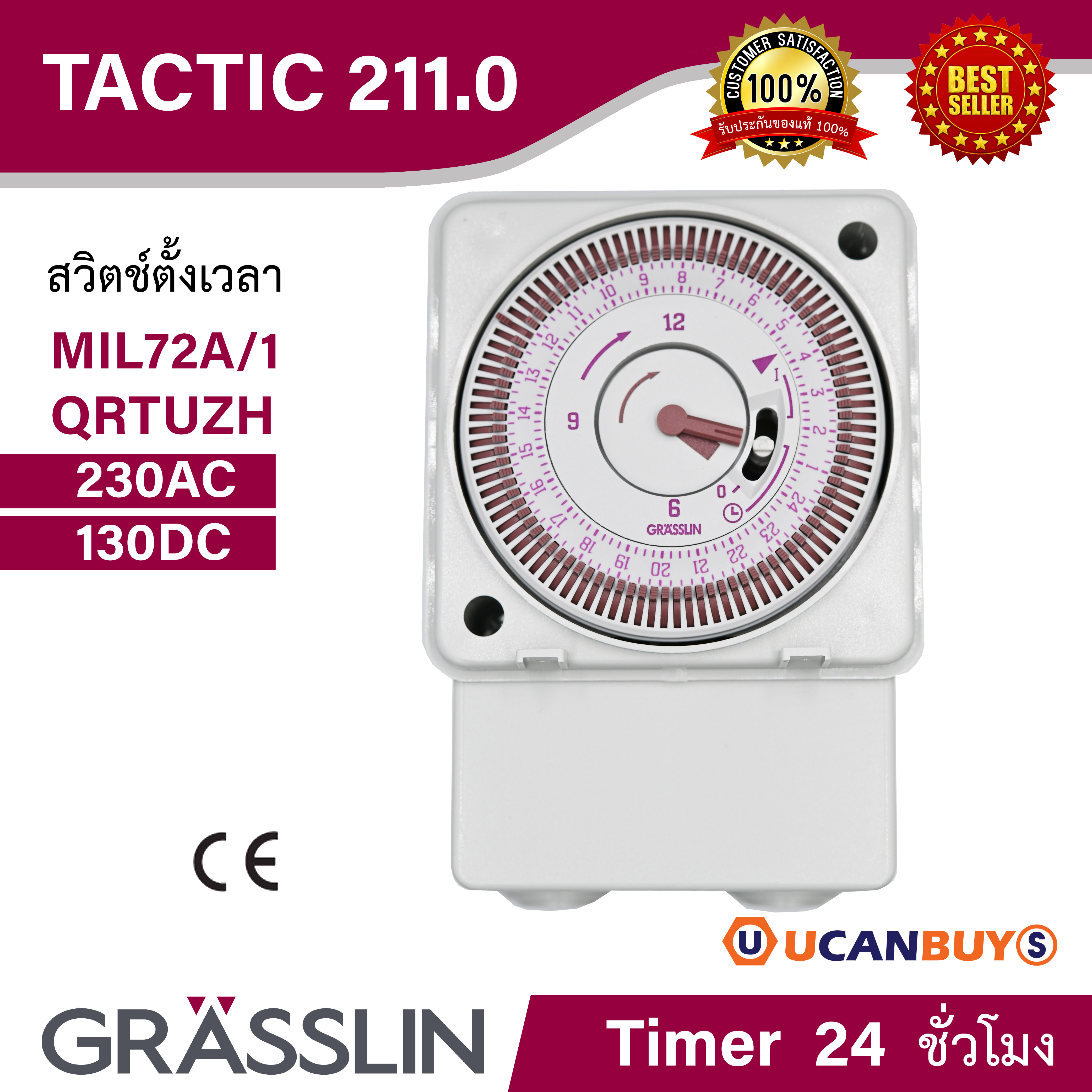 GRASSLIN Timer Switches รุ่น MIL72A/1 QRTUZH 230AC/130DC : TACTIC 211.0 นาฬิกาตั้งเวลา 24 ชั่วโมง