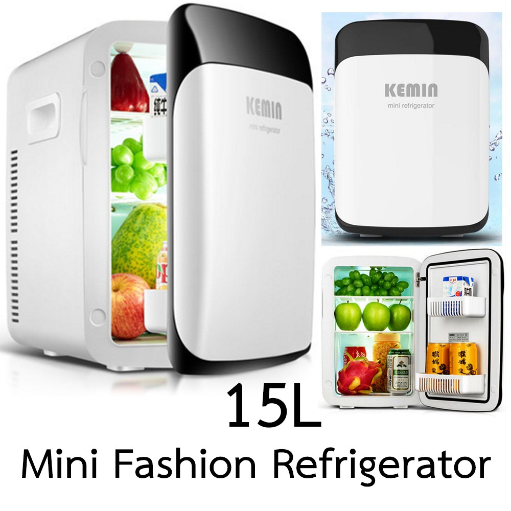 พิเศษสุด !! ตู้เย็นเล็ก 15L Mini Fashion Refrigerator ตู้เย็นแฟชั่นมินิแบบพกพา 15 ลิตร (ไฟบ้าน+ไฟรถ) ตู้เย็นมินิ