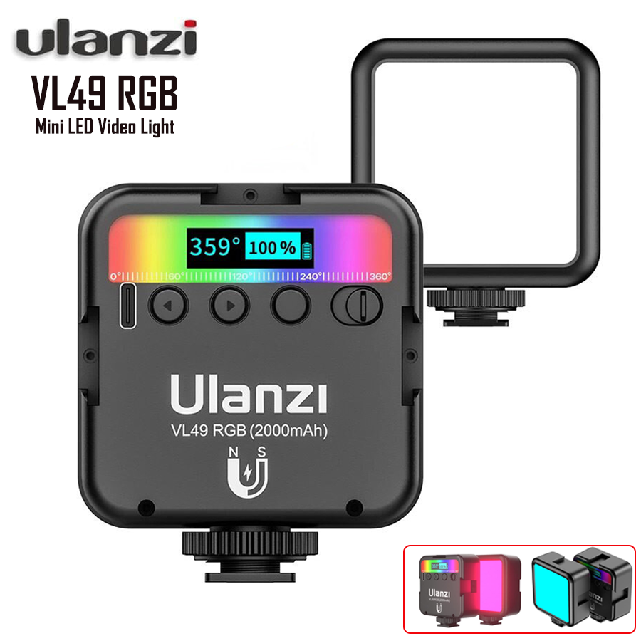 ULANZI VL49 Mini RGB Light Rechargable ไฟติดหัวกล้อง แบบ RGB มาพร้อมแบตเตอรี่ในตัว