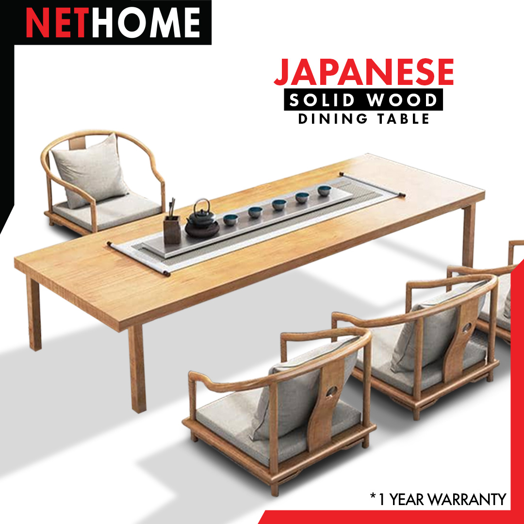 NETHOME โต๊ะรับประทานอาหาร โต๊ะ โต๊ะไม้ โต๊ะสไตล์ญีปุ่น โต๊ะ โต๊ะไม้แท้