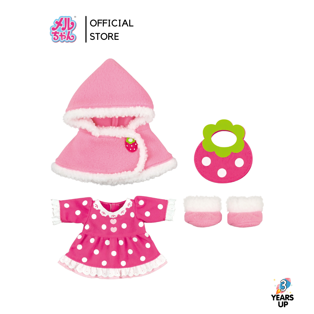 เมลจัง (MELL CHAN®) ชุดเมลจัง ชุดเดรส ผ้าคลุมไหล่สตรอเบอร์รี่ Pink Strawberry Dress & Cape ชุดตุ๊กตา Mel-chan ตุ๊กตาญี่ปุ่น ของเล่นเด็ก ลิขสิทธิ์แท้ พร้อมส่ง