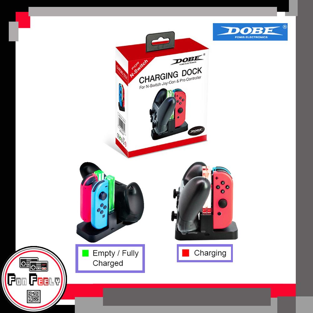 แท่นชาร์จจอย Con Nintendo Switch ชาร์จได้ 2 คู่ และจอย Pro มีไฟบอกสถานะ ยี่ห้อ DOBE ของแท้ (Charging Dock For Nintendo Switch Joy-Con & Pro Controller)