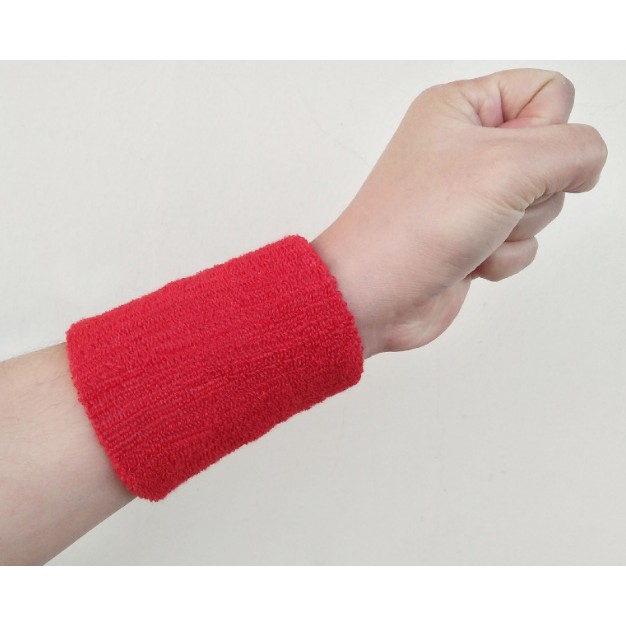 ส่งฟรี [สีแดง (RE)]ผ้ารัดข้อมือซับเหงื่อ ใช้เล่นกีฬาและออกกำลังกาย 1 ชิ้น