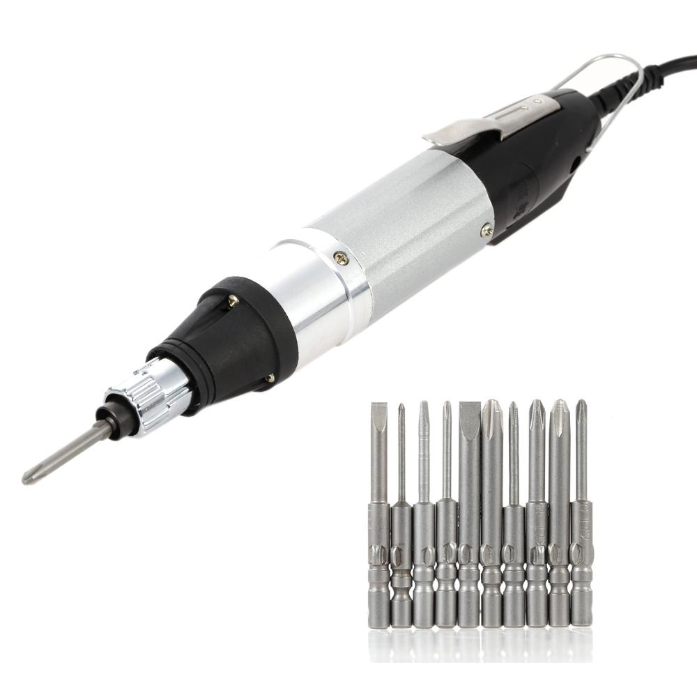 AC110V-220V Chất Lượng Cao DC Powered Tua Vít Điện Với 10 Pcs Bit Điều Chỉnh Tốc Độ Liên Tục Công Cụ Sửa Chữa