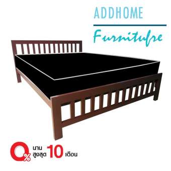 ADDHOME เตียงเหล็กกล่อง พร้อมที่นอนใยยางหุ้ม PVC ขนาด 3.5 ฟุต รุ่น PVCExtra-3.5(สีน้ำตาล)