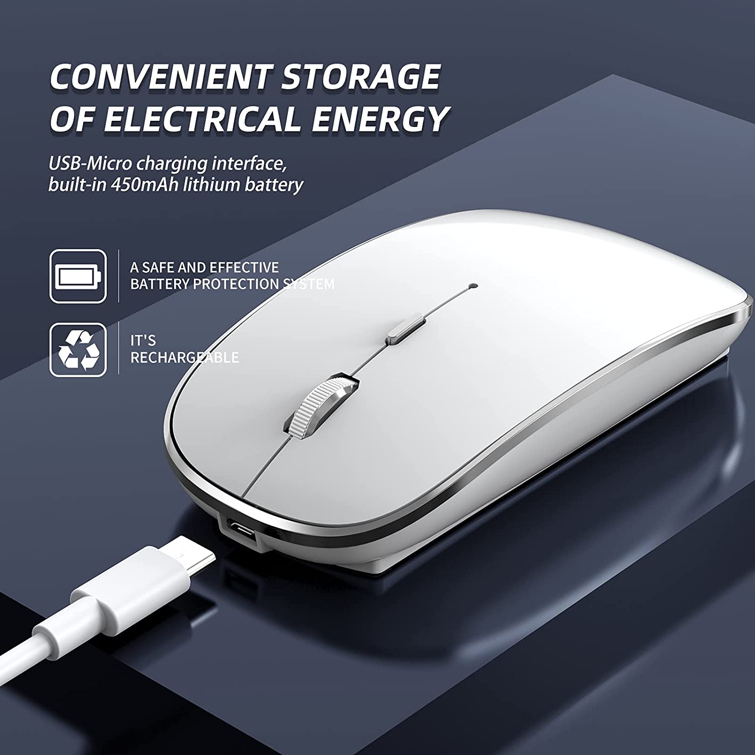 thumbnail image 2 of 2023 New Wireless Mouse Chargeable Portable Silent USB And Type-C Dual Mode Mous 2 of 13