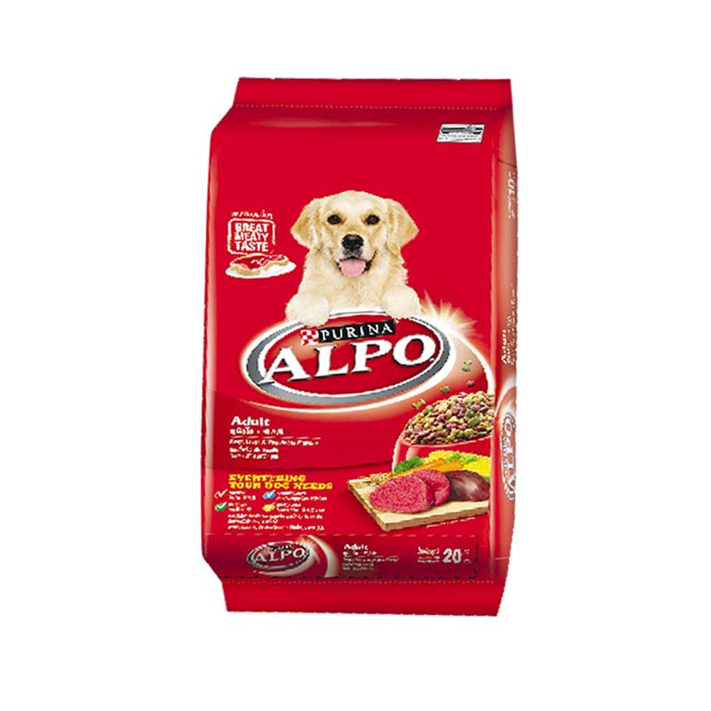 อัลโป อาหารสุนัขโต ไก่ตับผัก 10 กก./Alpo adult dog food, chicken, liver, vegetables 10 kg.