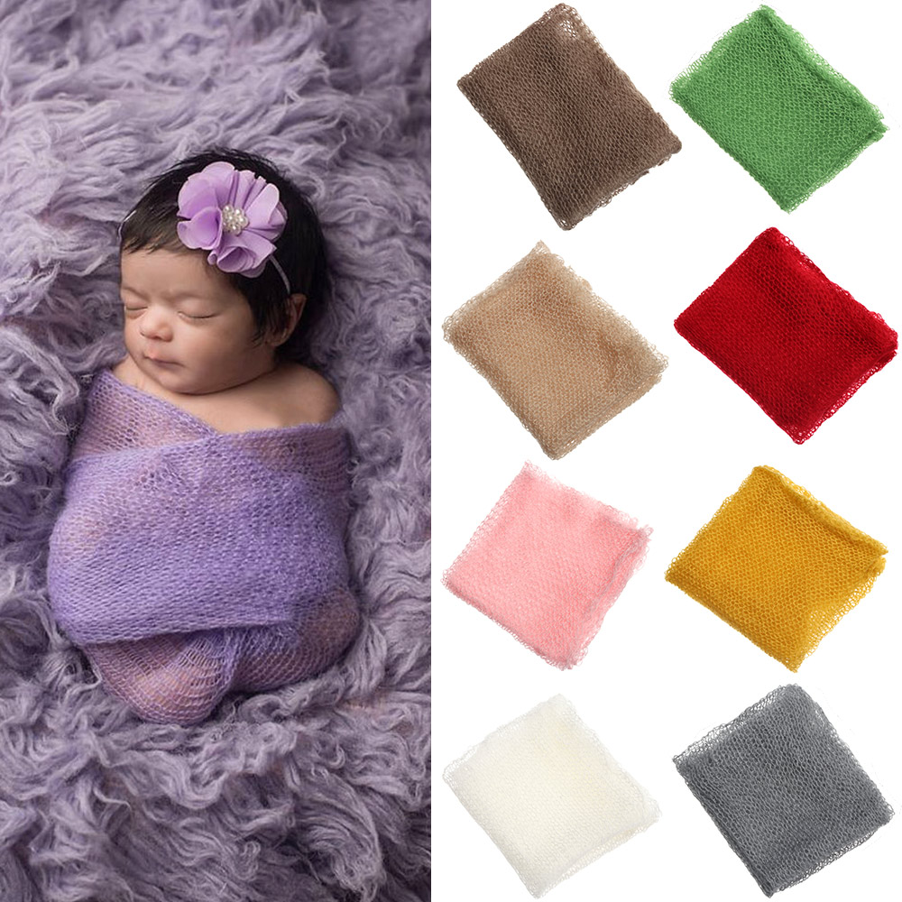 LONGZHU1 1pc Fashion Soft Long Auxiliary Elastic Warm Winter Baby Photography Props Newborn Wrap Stretch Knit Wrap Blanket