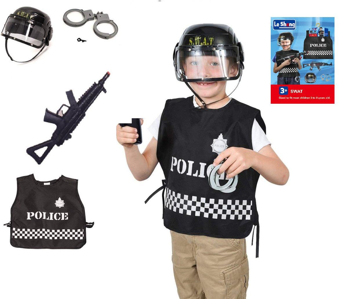 ชุดคอสตูมแฟนซีเด็กอาชีพตำรวจ หน่อยสวาท Le sheng Swat police Costume ชุดอาชีพในฝัน เป็นฟรีไซส์ 3 - 8 ขวบ ในเซ็ทมี เสื้อ กุญแจมือ หมวก ปืนยาว (มีเสียง) ช่วยเสริมสร้างจินตนาการ สร้างแรงบันดาลใจ ความรับผิดชอบ และเสริมทักษะรอบด้านให้กับเด็ก หรือใส่ไปงานปาร์ตี้