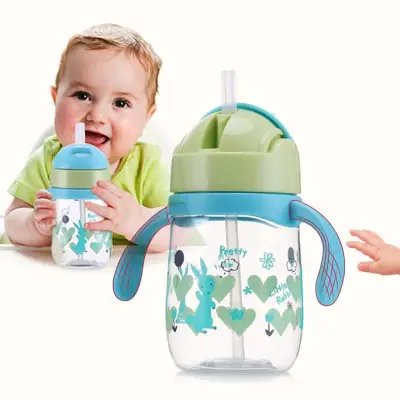 1Pcs 230/450ml Sippy Cup Tritan Pudding Straw Water Bottle Feeding Cup BPA Free For Baby Kids Leak-poof Children Learn Drinking Rope