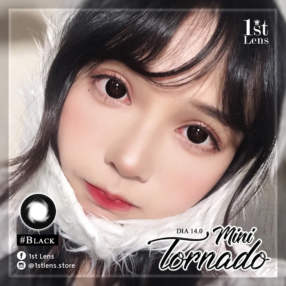 (ส่งฟรี) รุ่น ★ Mini Tornado Black ★ (0.00 ถึง -4.75) Dreamcolor1 Contact Lens | คอนแทคเลนส์ รายเดือน | สายตาสั้น | สีดำ