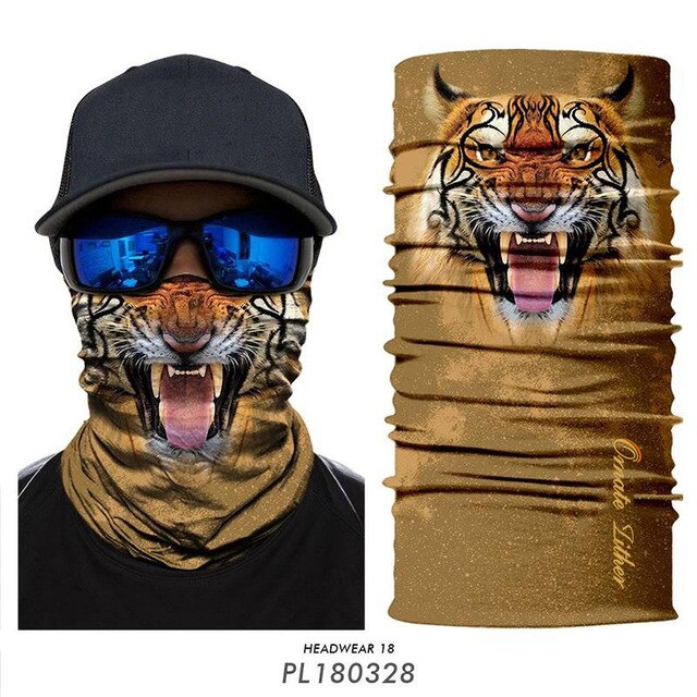 3D Dinosaur Bandana Headband Animal Mask Neck Buffs Motorcycle Cycling Face Mask Dog Tiger Wolf Scarfs Face Shield Mascarillas
