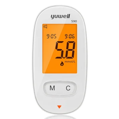 Yuwell 590 เครื่องวัดระดับน้ำตาลในเลือด สำหรับผู้เป็นเบาหวาน Blood Glucose Meter FREE Test Strip 50pcs+ Twist Lancets 50pcs