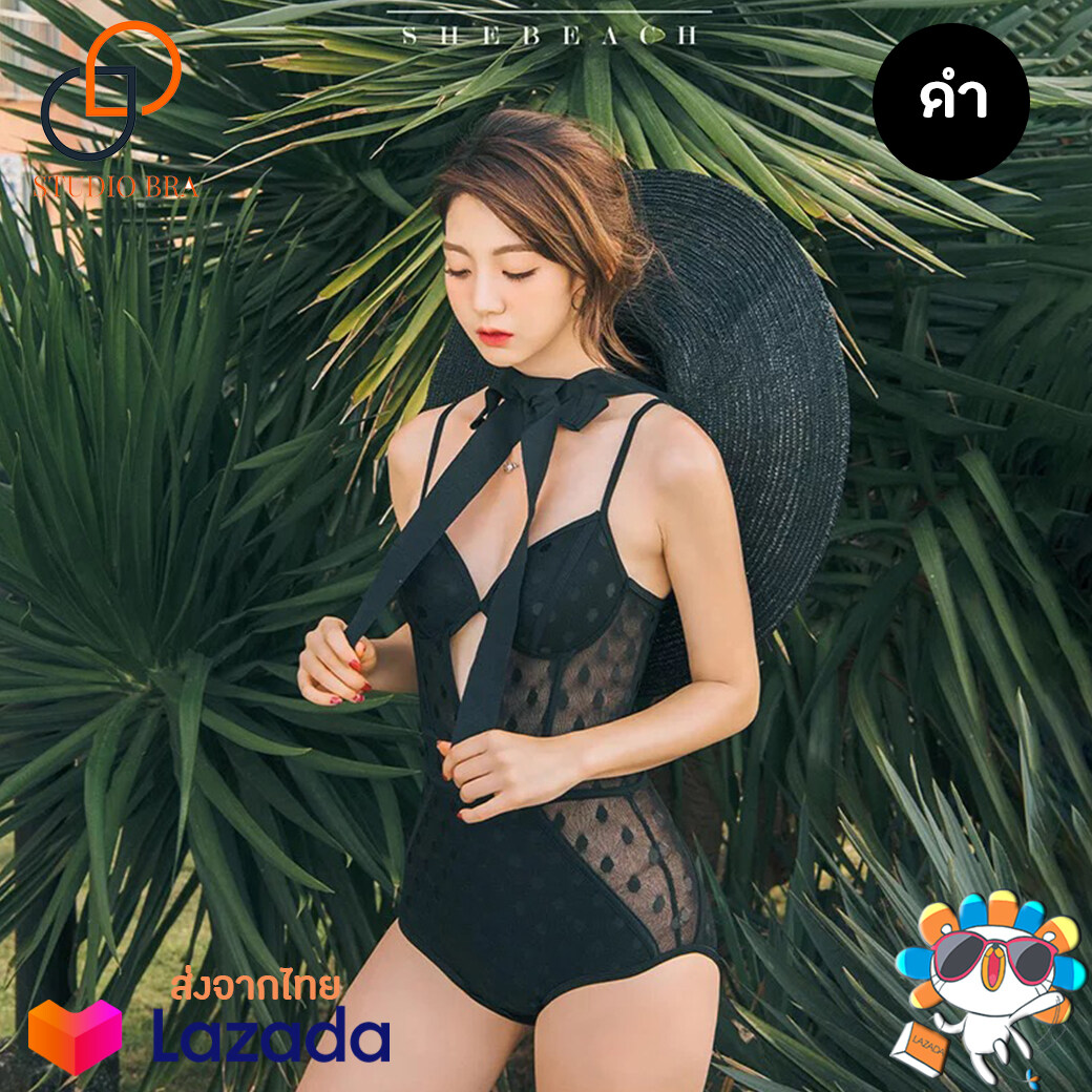 StudioBra - ชุดว่ายน้ำ เซ็กซี่ วันพีช SEXY BLACK LACE เซ็กซี่ #sw-019