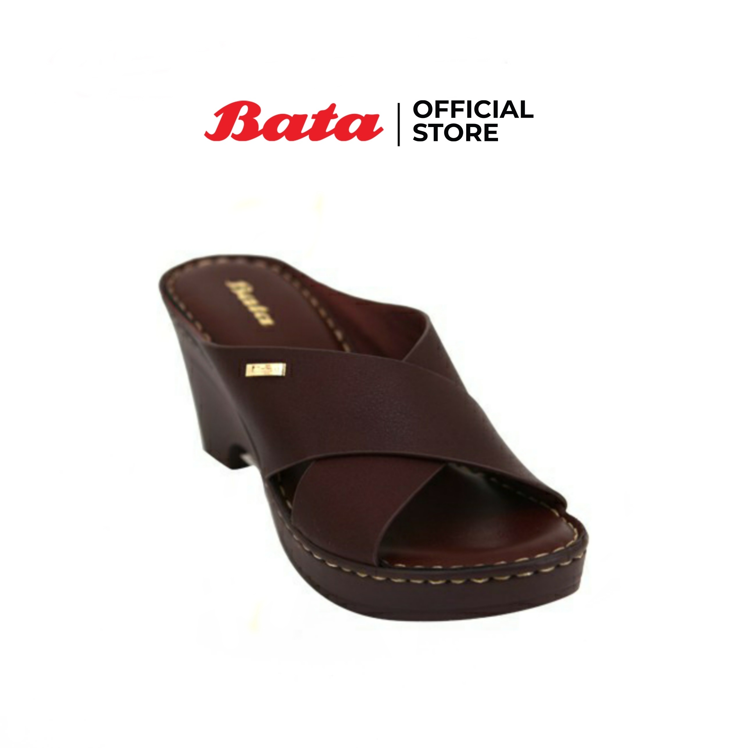 Bata LADIES'SUMMER รองเท้าส้นสูงแฟชั่น สูง 2.5 นิ้ว WEDGE (20-55MM) แบบสวมเปิดส้น สีแดง รหัส 7615711 Ladiesheel Fashion
