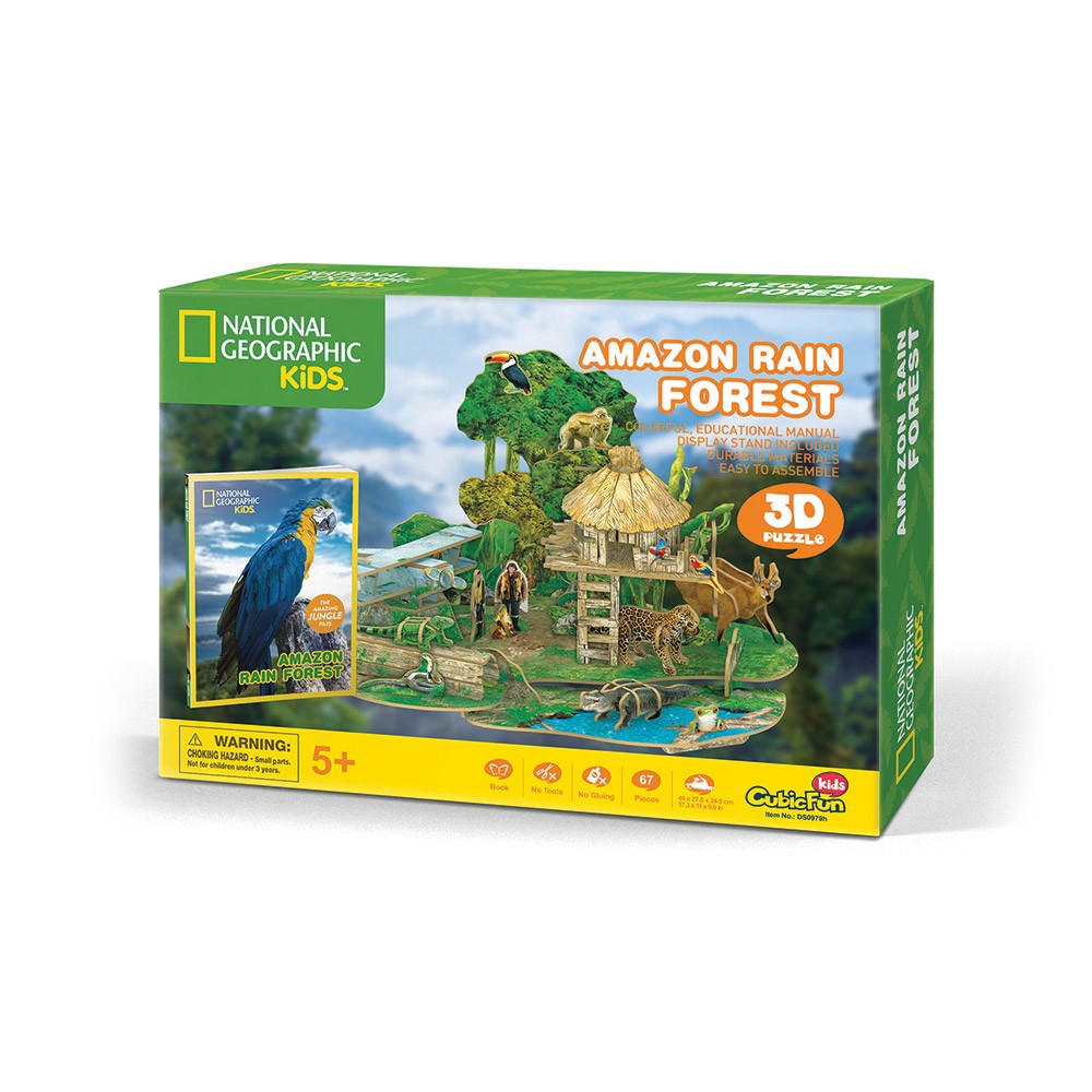 CubicFun National Geographic 3D Kids Puzzles Adults, Amazon Rain Forest kit, DS0979h