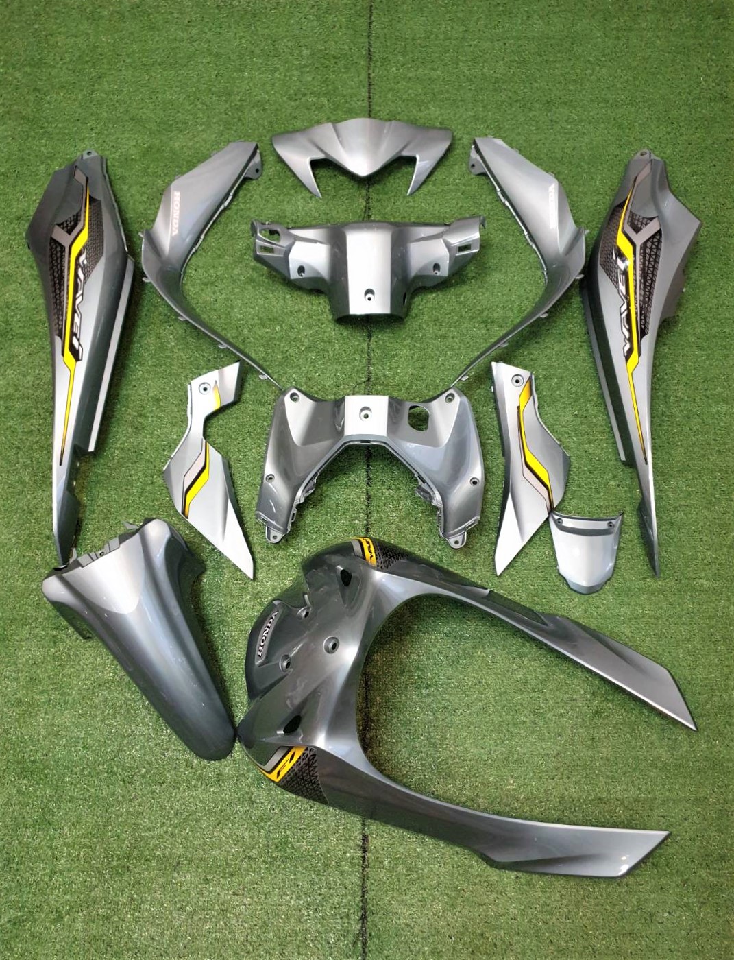 ชุดสี เวฟ110i LED ปี2019-2020 สีเทา(ปลาวาฬ) ได้ทั้งหมด12ชิ้น เปลือกแท้ ...