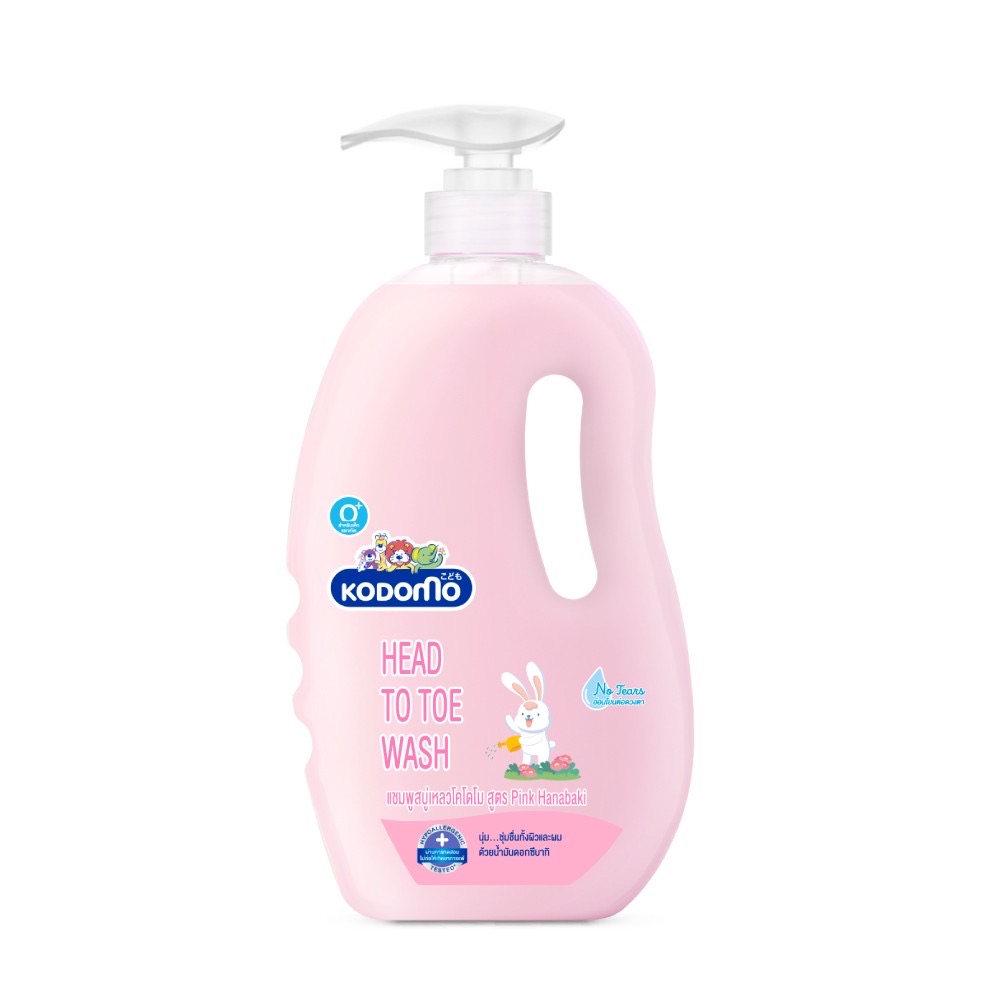 KODOMO Head to Toe Wash แชมพูสบู่เหลว โดโดโม Pink Hanabaki 800 มล.