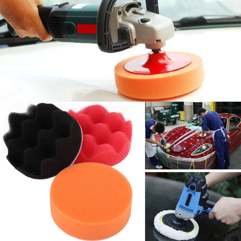 【COD】12Pcs 3 Inch Sponge Buffing Polishing Pad Kit for Car Polisher with Drill Adapter