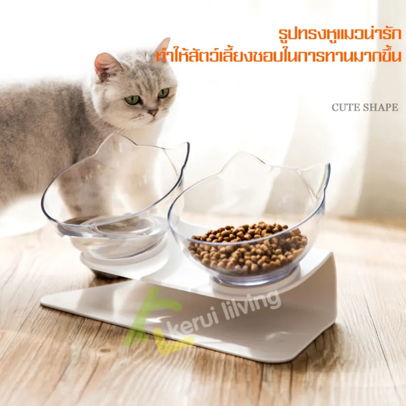 ภาพสินค้าHAREMCAT Dog Bowl Cat Dish Pet feeder ชามอาหาร ชามสำหรับแมว ชามอาหารแมวแบบคู่ ออกแบบถูกต้องตามหลักสรีระสัตว์เลี้ยง ช่วยให้ไม่ปวดคอ ชามสำหรับแมว อาหารแมวถาดปรับชามใส่น้ำ เพื่อป้องกันปากมดลูกกระดูกสันหลังแมวและลูกสุนัข ชามอาหารและน้ำ จากร้าน HARMCAT บน Lazada ภาพที่ 2