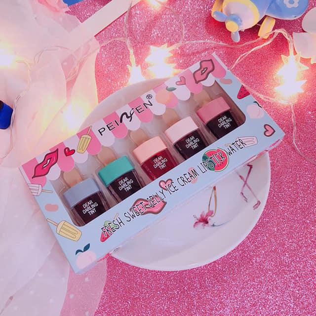 เซ็ตลิปทินท์ไอติม Lip Tint Pack ลิปทินท์  ลิปทินท์ไอติม สีสวยธรรมชาติ ติดทนนาน เซ็ต 5 สี 5ขวด