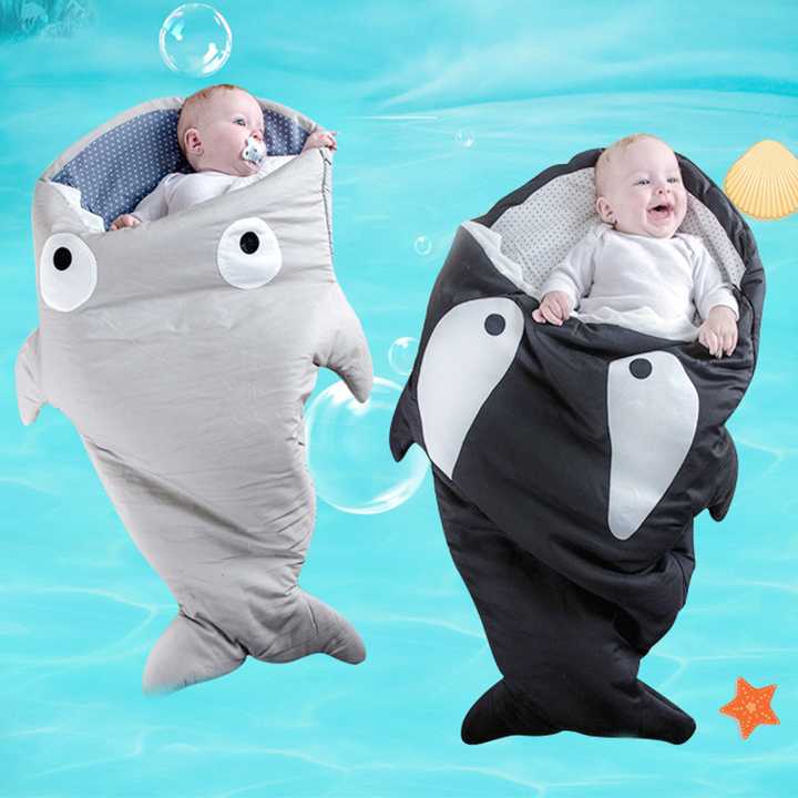 ถุงนอน ที่นอนเด็ก ถุงนอนสำหรับเด็กทารก ลายปลาฉลามน่ารัก ผ้าค้อตต้อล นุ่ม (62 x 78 cm.) พร้อมส่ง