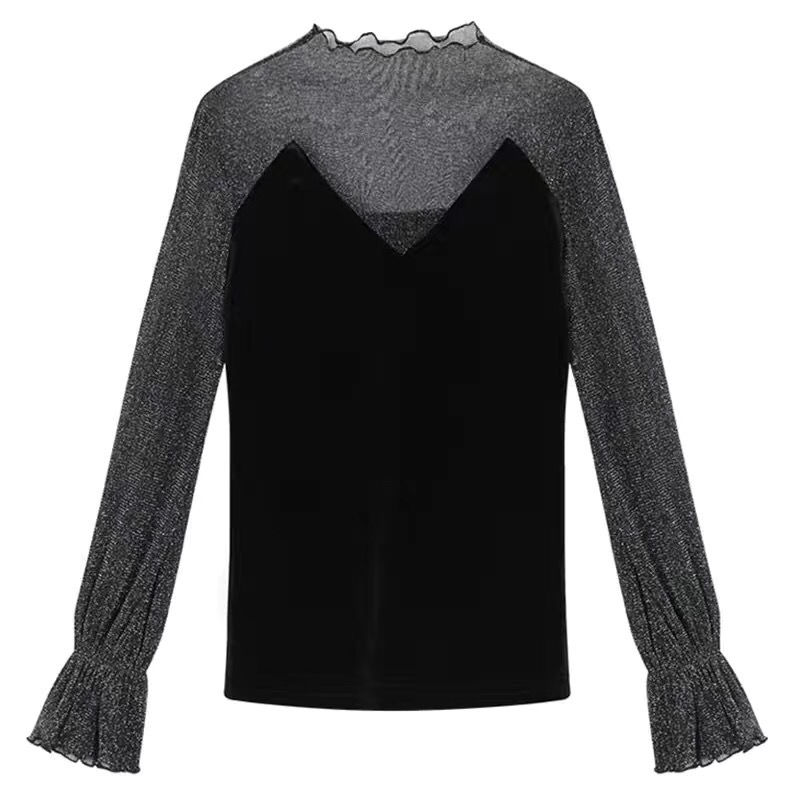 Mesh Lace Velvet Women's Loose-fitting Retro Chic Top