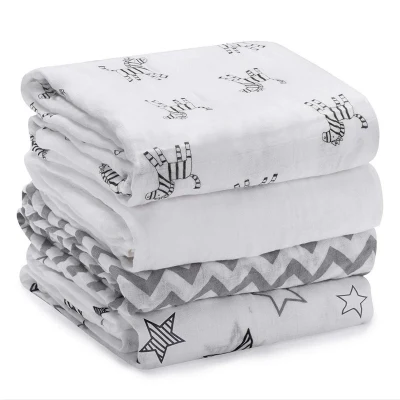 Baby Blanket 120X120cm Bamboo Fabric Pure Cotton Double Layer Gauze Bath Towel Newborn Wraparound Cloth Swaddle Wrap