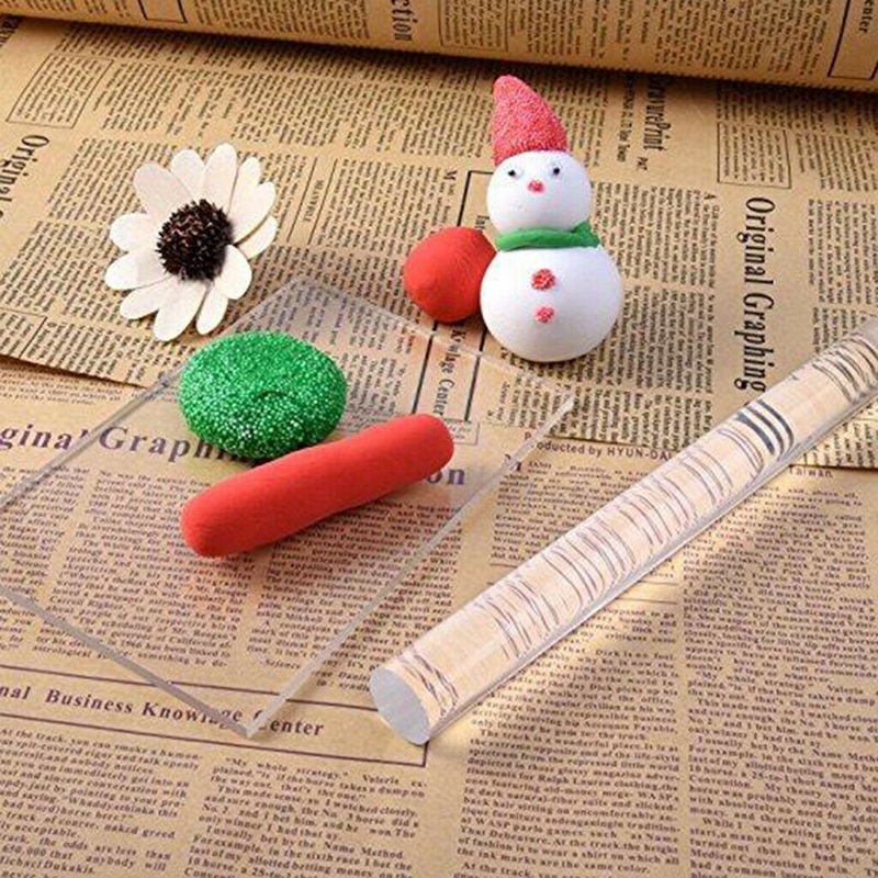 2 Pcs Solid Acrylic Roller Rolling Pin Sculpey Polymer Clay Art Craft Accessories
