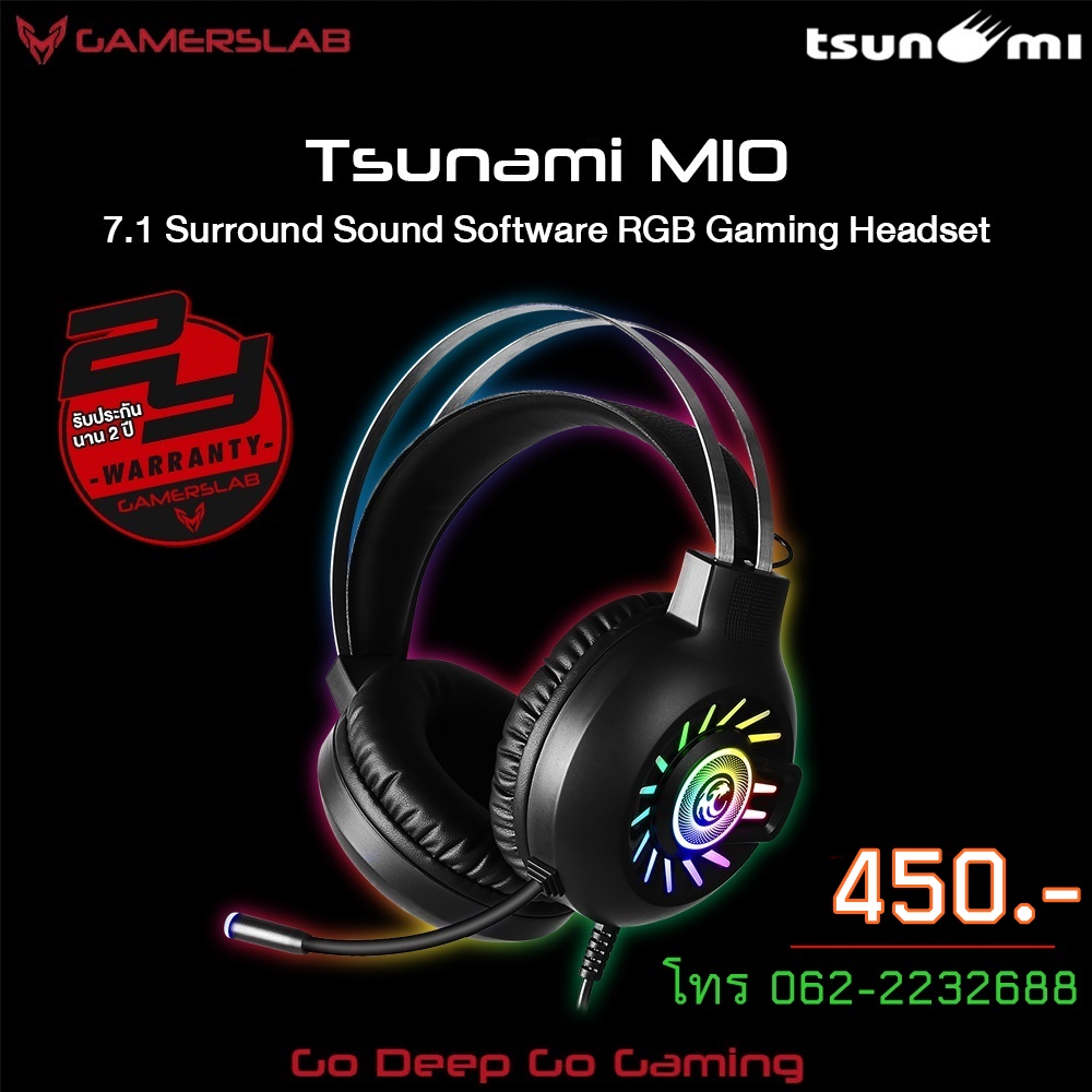 Tsunami M10 7.1CH Surround Sound Software RGB Gaming Headset