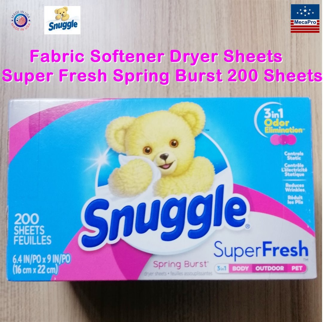 Snuggle® Fabric Softener Dryer Sheets Super Fresh Spring Burst 200 Sheets  แผ่นหอม แผ่นหอมอบผ้า กลิ่นสปริงเบิร์ส