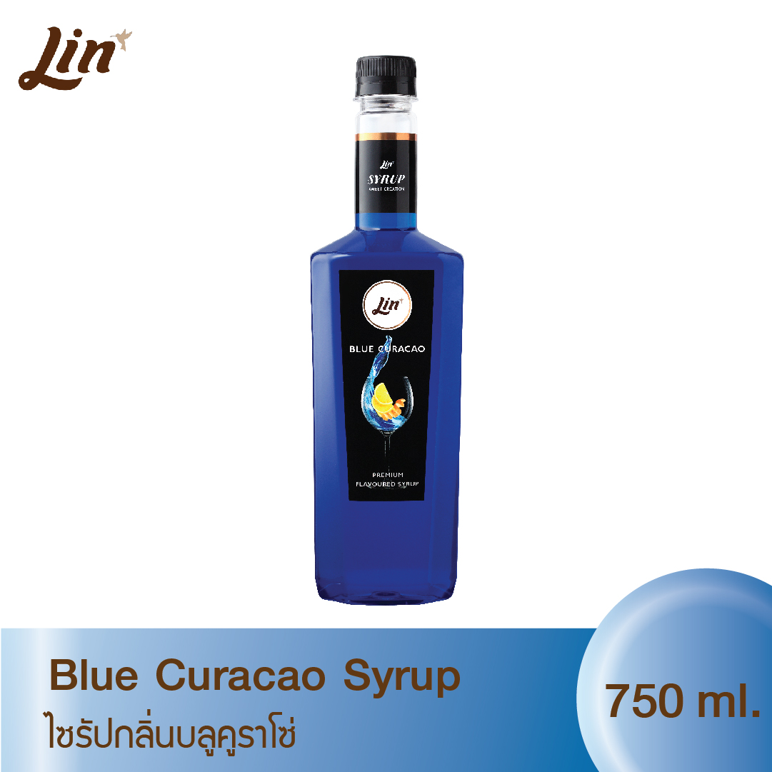 ลินไซรัป น้ำเชื่อมสำหรับมิกซ์ดริ๊งค์ กลิ่น บลูคราโซ่ Lin Fruit Flavored Syrups (Blue Curacao)