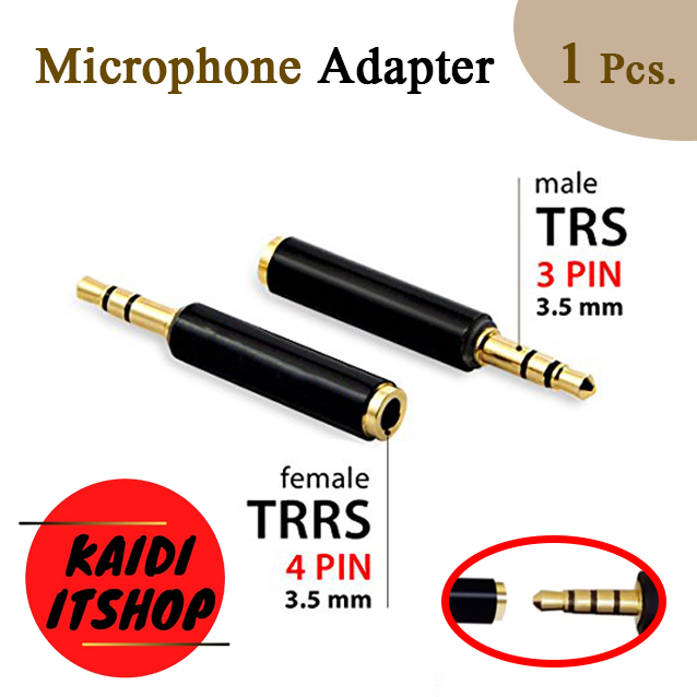 อะแดปเตอร์ Aux แปลง 3ขีด เป็น 2ขีด 3.5mm 4 Pin TRRS to 3 Pin TRS Microphone Adapter