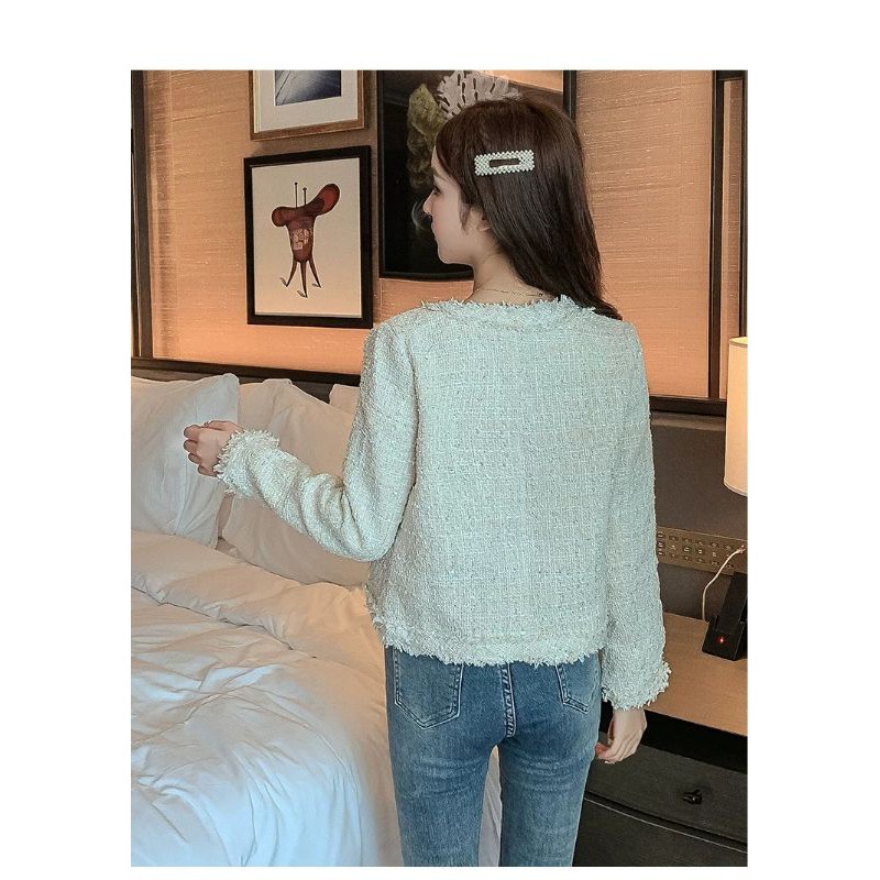 Vxh เสื้ออินเทรนผู้หญิง เสื้อรัดรูป พร้อมส่ง 2สี เสื้อคลุมสไตล์ชาแนลผ้า ...