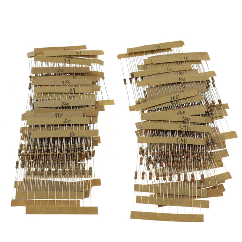1220Pcs Resistor Kit 1/4W 5% 0.33 Ohm-4.7M Ohm 122 Value X10 Resistor Resistor Package Carbon Film Resistor Package