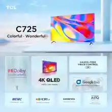 ภาพขนาดย่อของภาพหน้าปกสินค้าTCL PREMIUM 50 นิ้ว 4K QLED TV Smart TV (รุ่น 50C725/50Q726) Full Screen Design - Google Assistant & Netflix & Yo & MEMC - 2G RAM+16G ROM- Wifi 2.4 & 5 Ghz จากร้าน TCL Official Store บน Lazada ภาพที่ 4