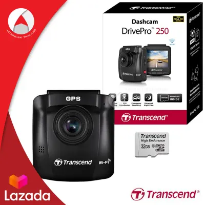 Transcend DrivePro 250 (DP250) Wi-Fi + GPS + Free MEM 32GB FullHD1080p กล้องติดรถยนต์ กล้องหน้ารถ กล้องรถ กล้องรถยนต์ ประกัน 2 ปี จากศูนย์ (TS-DP250A-32G)