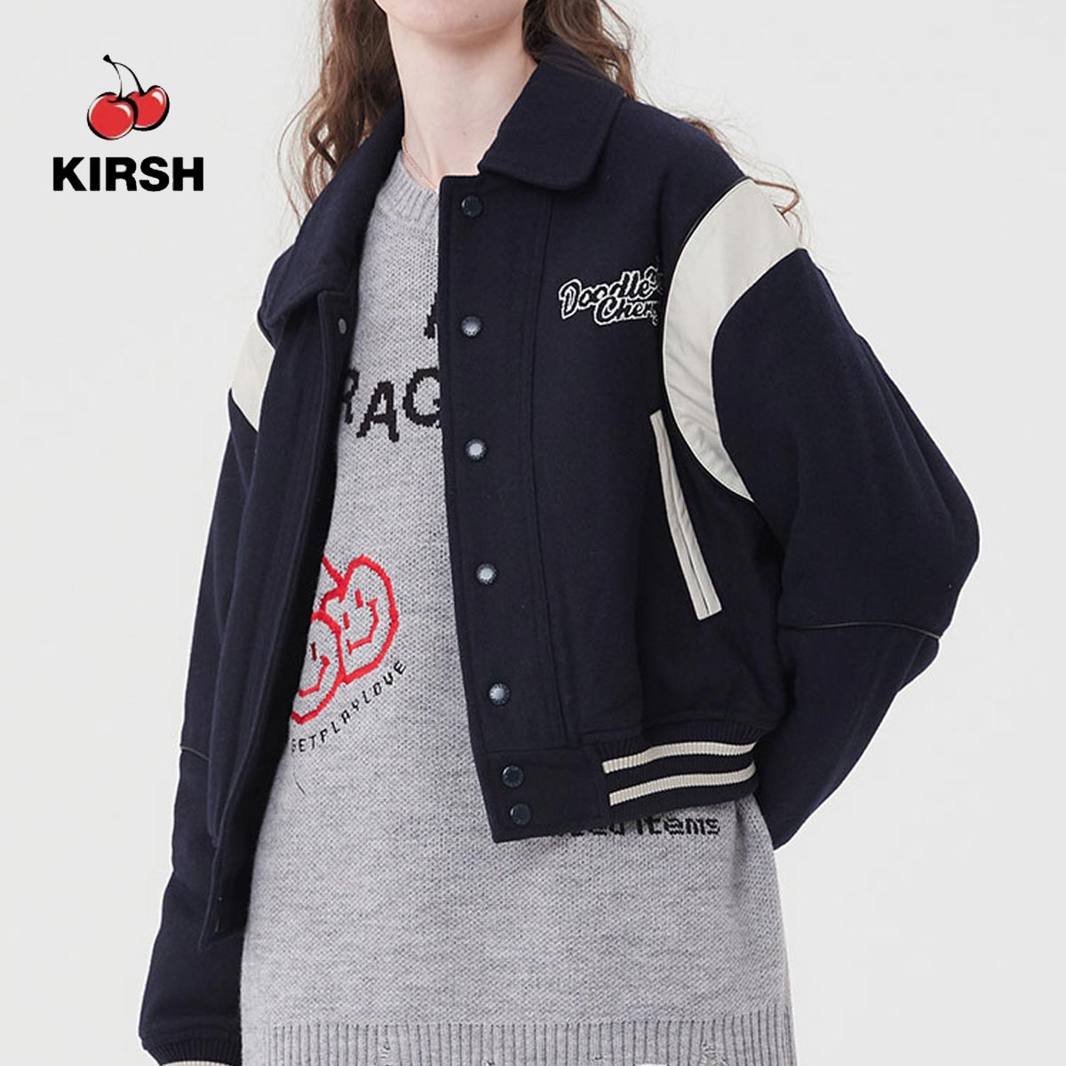ジャケット KIRSH Doodle Cherry Varsity Jacket Beige KDQWCJW520M MUSINSA | KIRSH Doodle Cherry Varsity Jacket [Beige]