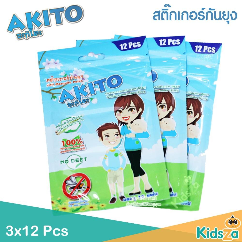 Akito [3ซอง=36ดวง] แผ่นแปะกันยุง สติ๊กเกอร์กันยุง แบบซอง สำหรับเด็ก อะกิโตะ