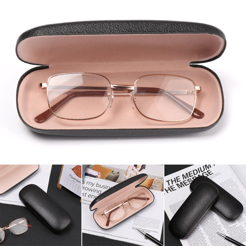 Giá bán zbrtdr PU Leather Litchi Grain Glass Case Không thấm nước Khung cứng Kính mắt Đọc kính Bảo vệ Vỏ kính đen